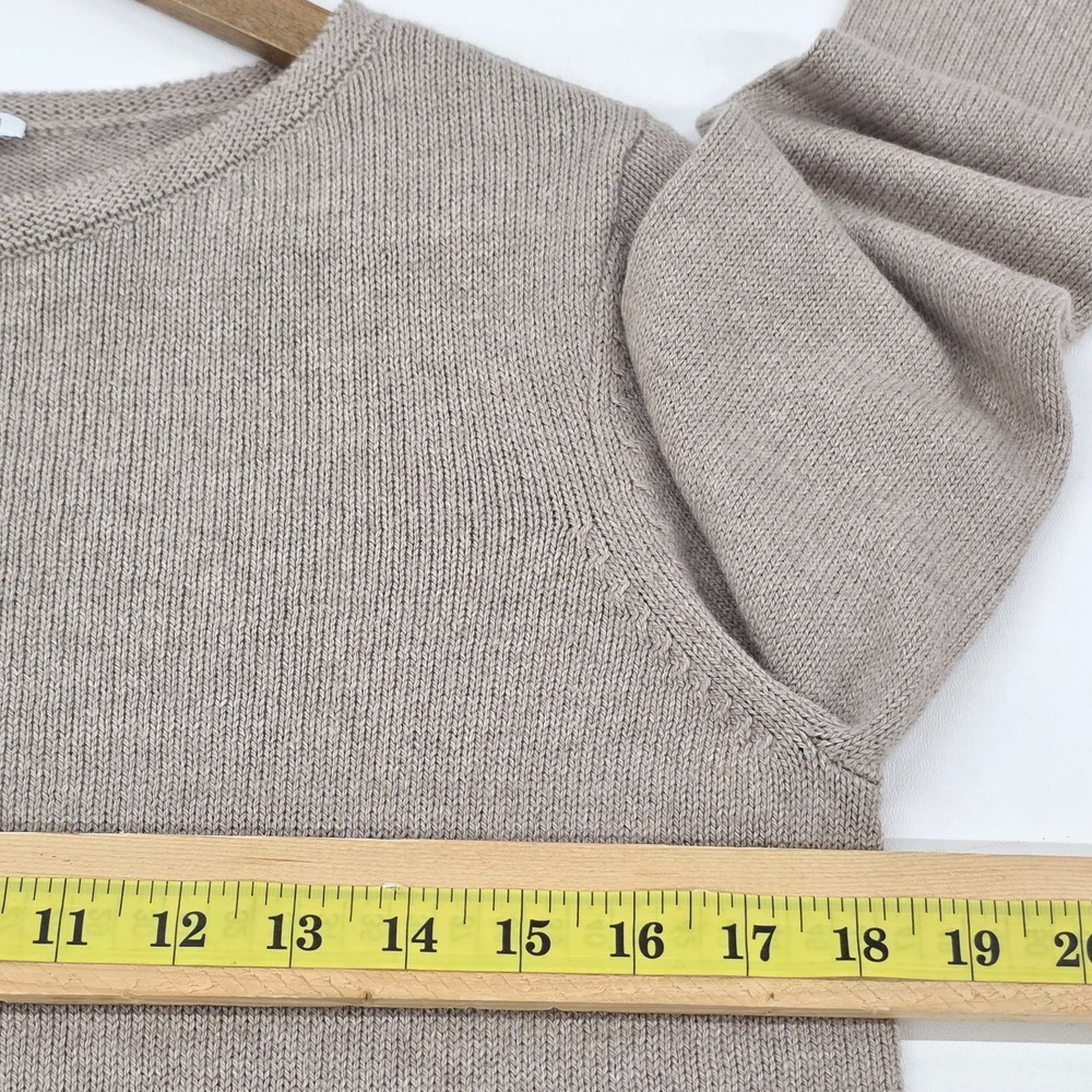 Pure Jill‎ Womens XS Petite Tan Cotton Wool Knit Sweater Long Sleeve Tie Hem Top - Picture 12 of 14
